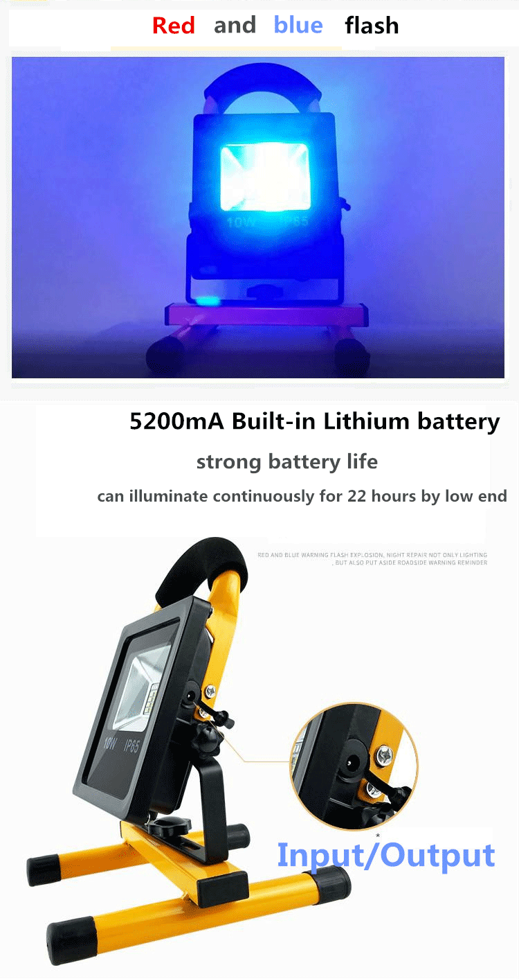 10w portable cordless work spot light rechargeable led flood